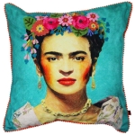 Μαξιλάρι Frida Τυρκουάζ 45x45εκ. βαμβακερό κεντημένο